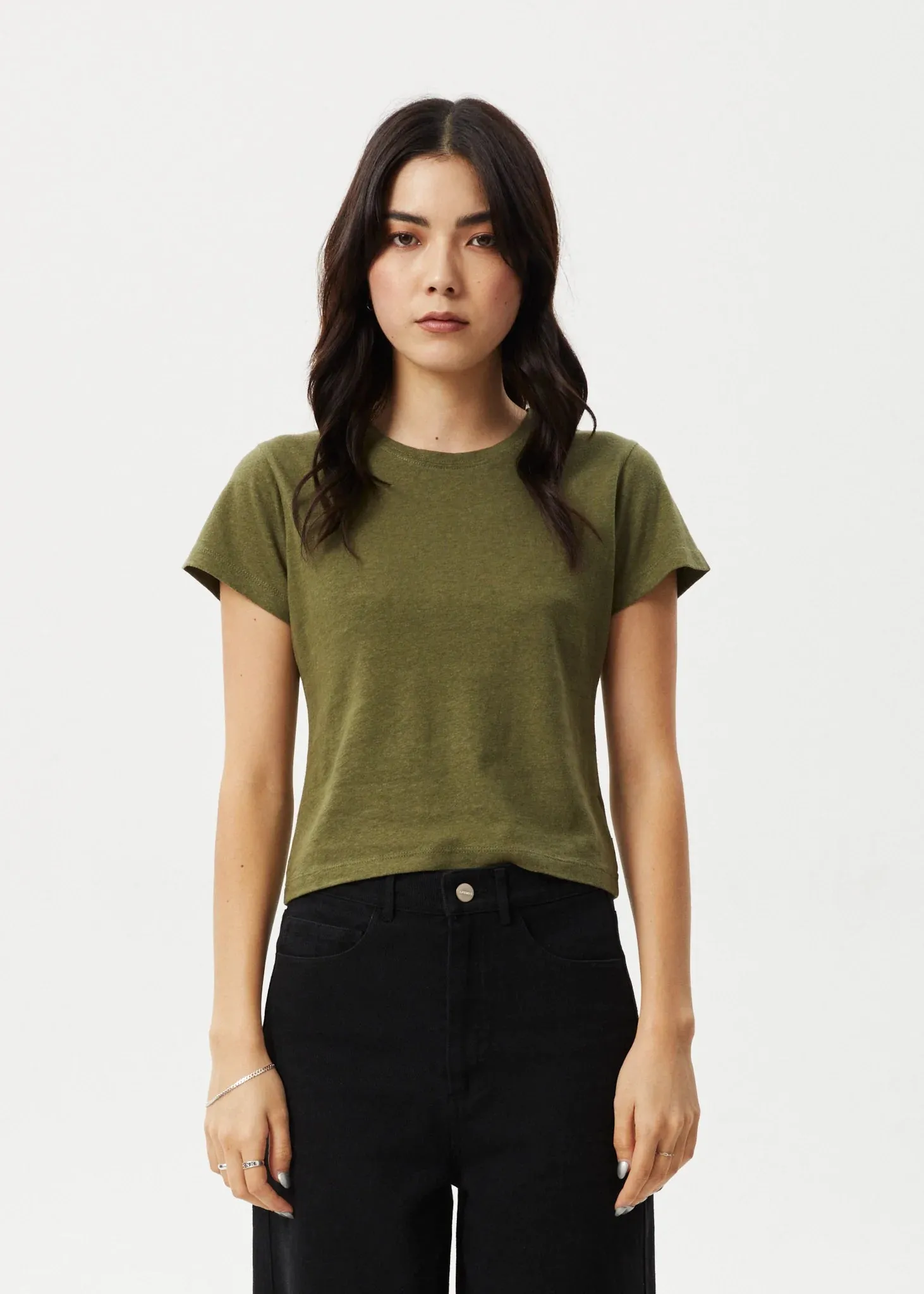 Afends Hemp Baby Tee Carmen Military