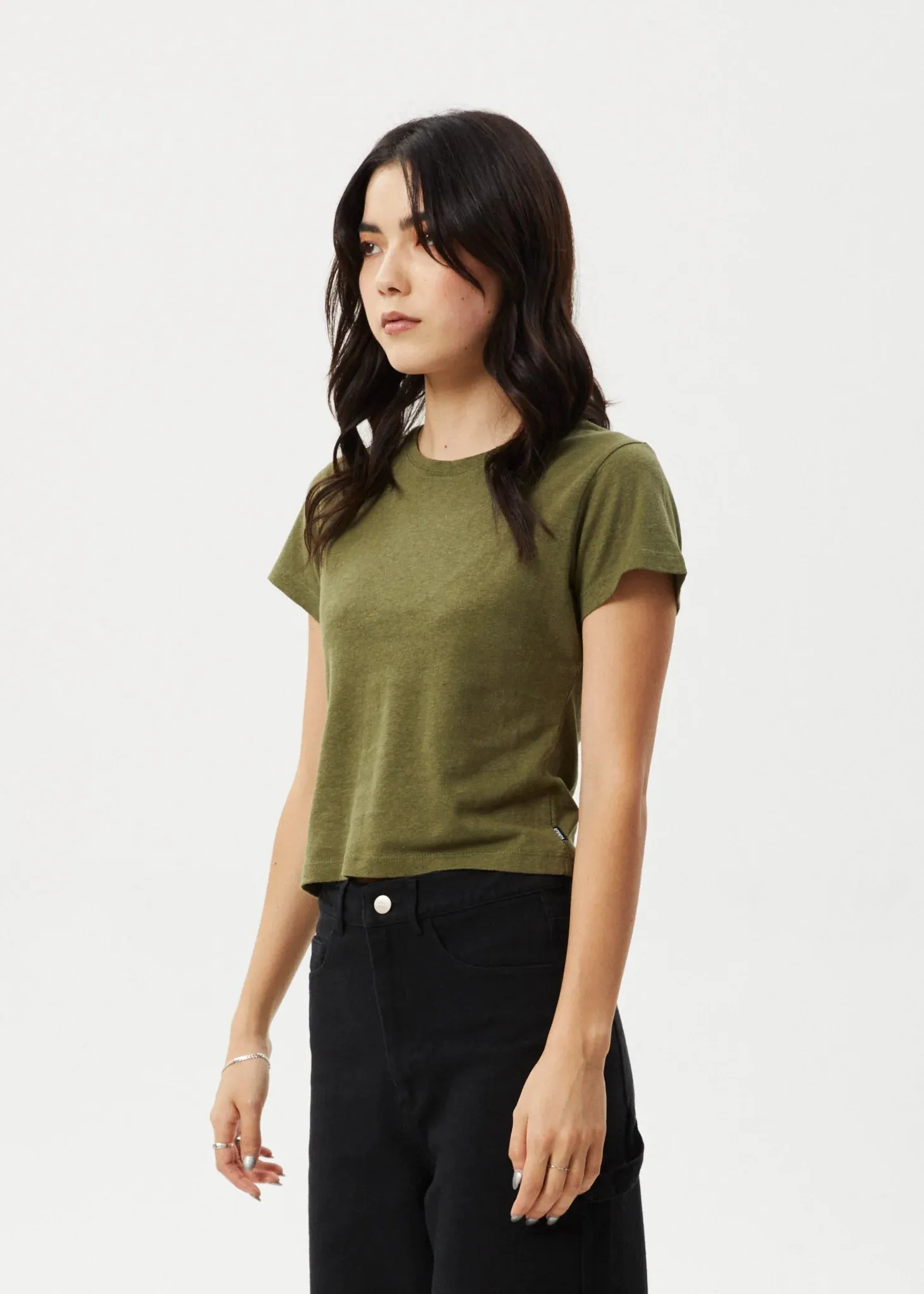 Afends Hemp Baby Tee Carmen Military