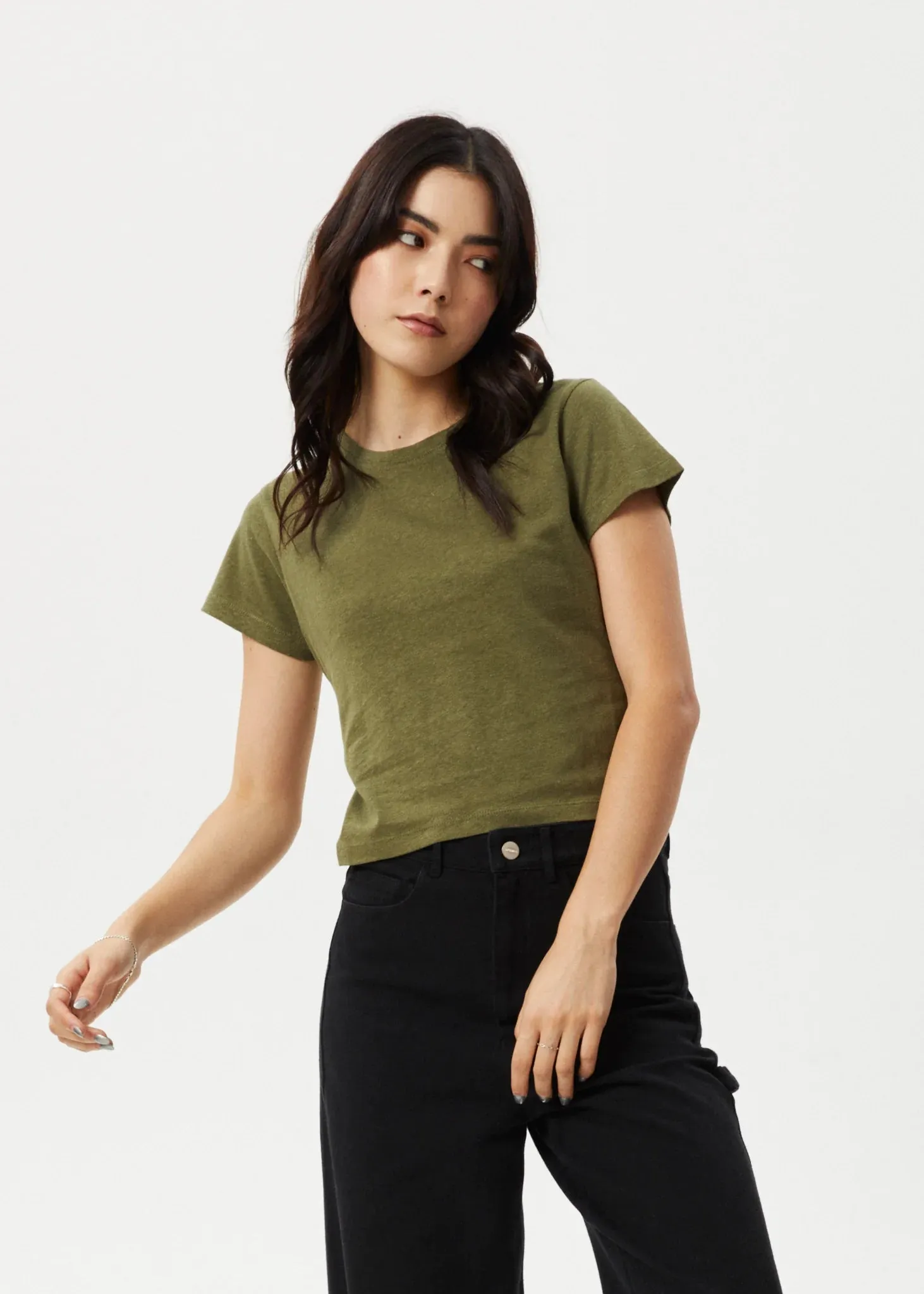 Afends Hemp Baby Tee Carmen Military