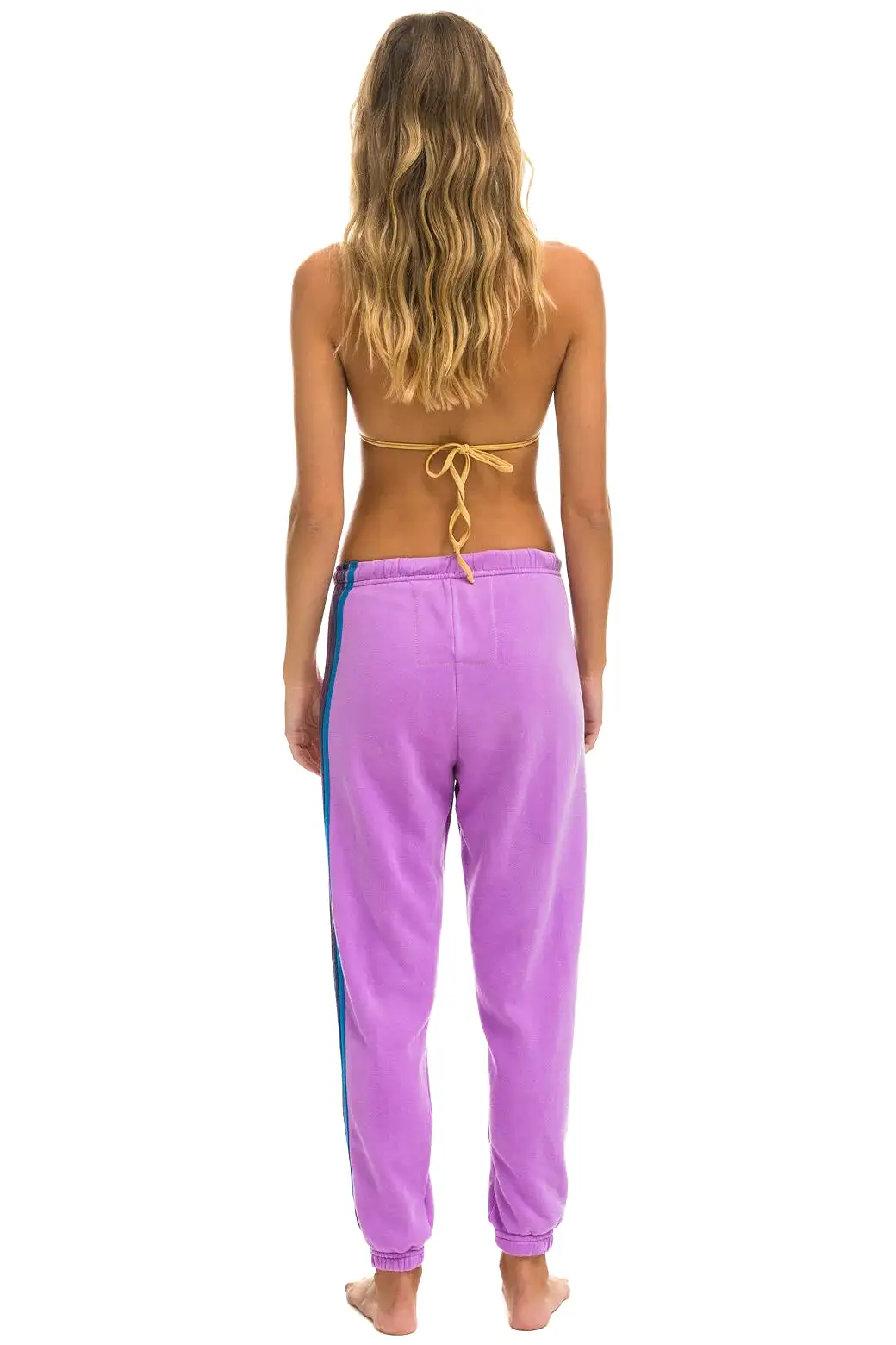 Aviator Nation 5 STRIPE SWEATPANTS - NEON PURPLE // PINK PURPLE