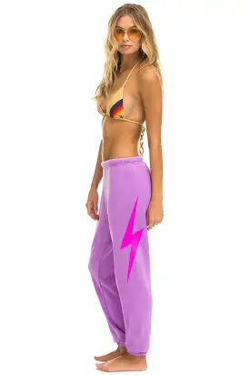 AVIATOR NAtION BOLT SWEATPANTS - NEON PURPLE // NEON PINK