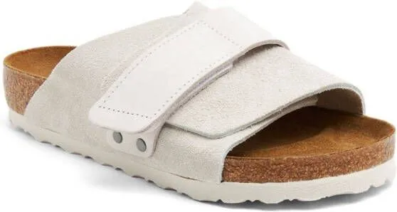 Birkenstock Kyoto suede touch-strap slides White