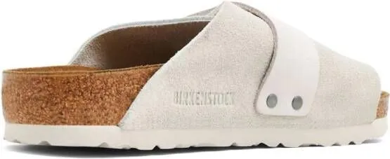 Birkenstock Kyoto suede touch-strap slides White