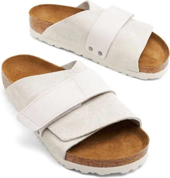 Birkenstock Kyoto suede touch-strap slides White