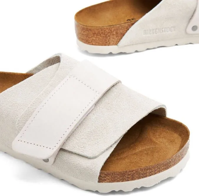 Birkenstock Kyoto suede touch-strap slides White