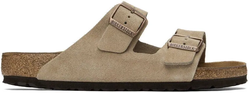 Birkenstock Taupe Regular Suede Soft Footbed Arizona Sandals