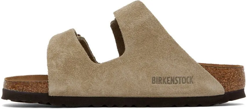 Birkenstock Taupe Regular Suede Soft Footbed Arizona Sandals