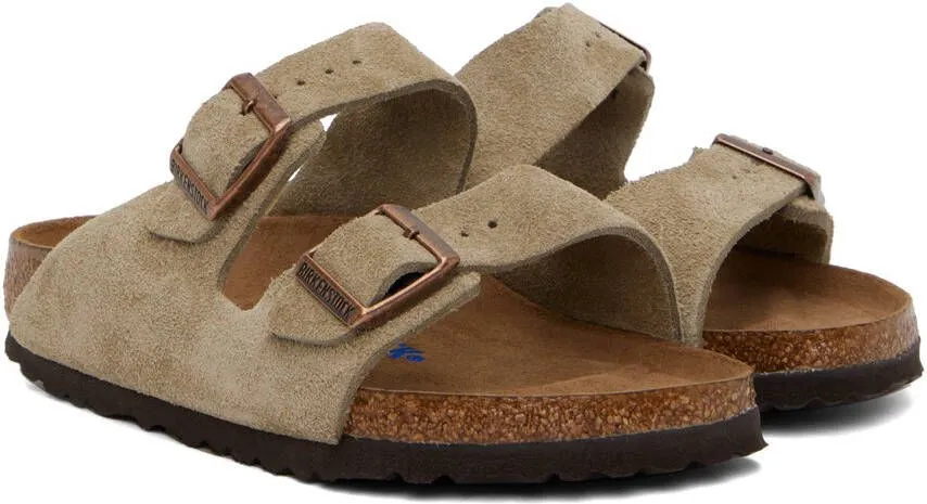 Birkenstock Taupe Regular Suede Soft Footbed Arizona Sandals