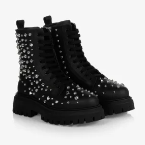 Black Leather Studded Boots