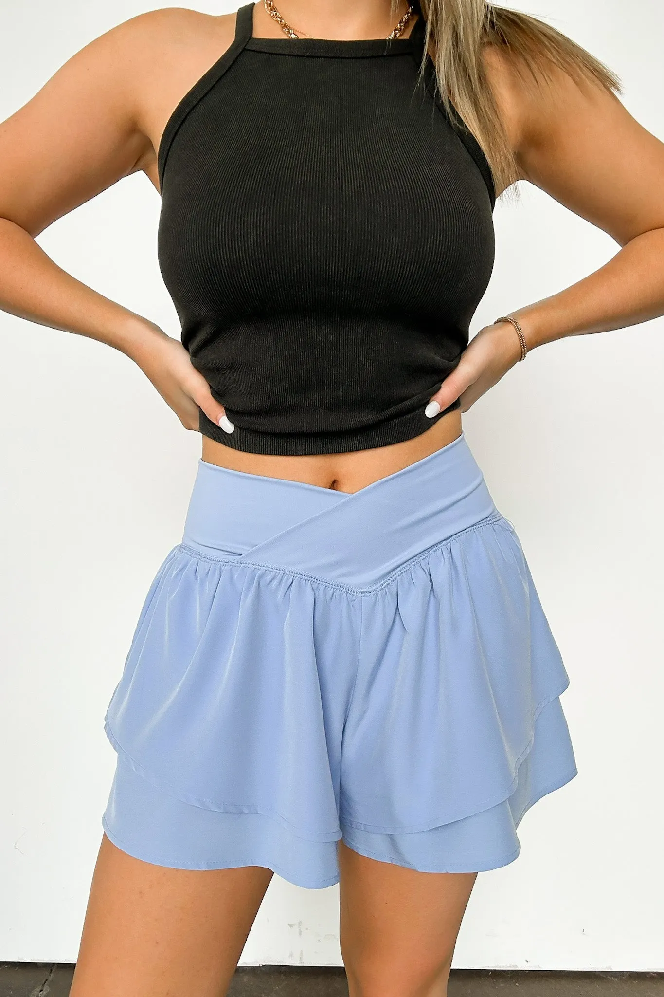 Bright Disposition Ruffle Flowy Athletic Shorts