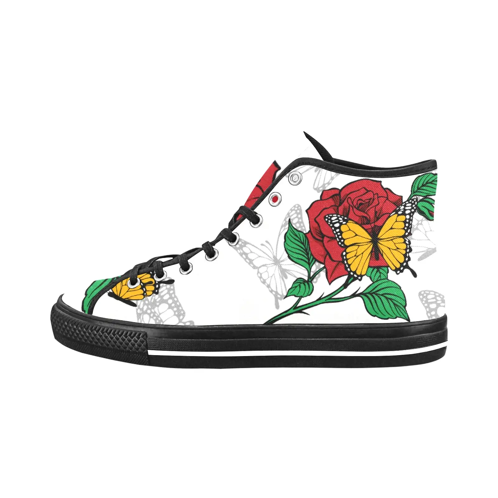 Butterfly Rose High Top Canvas Shoes