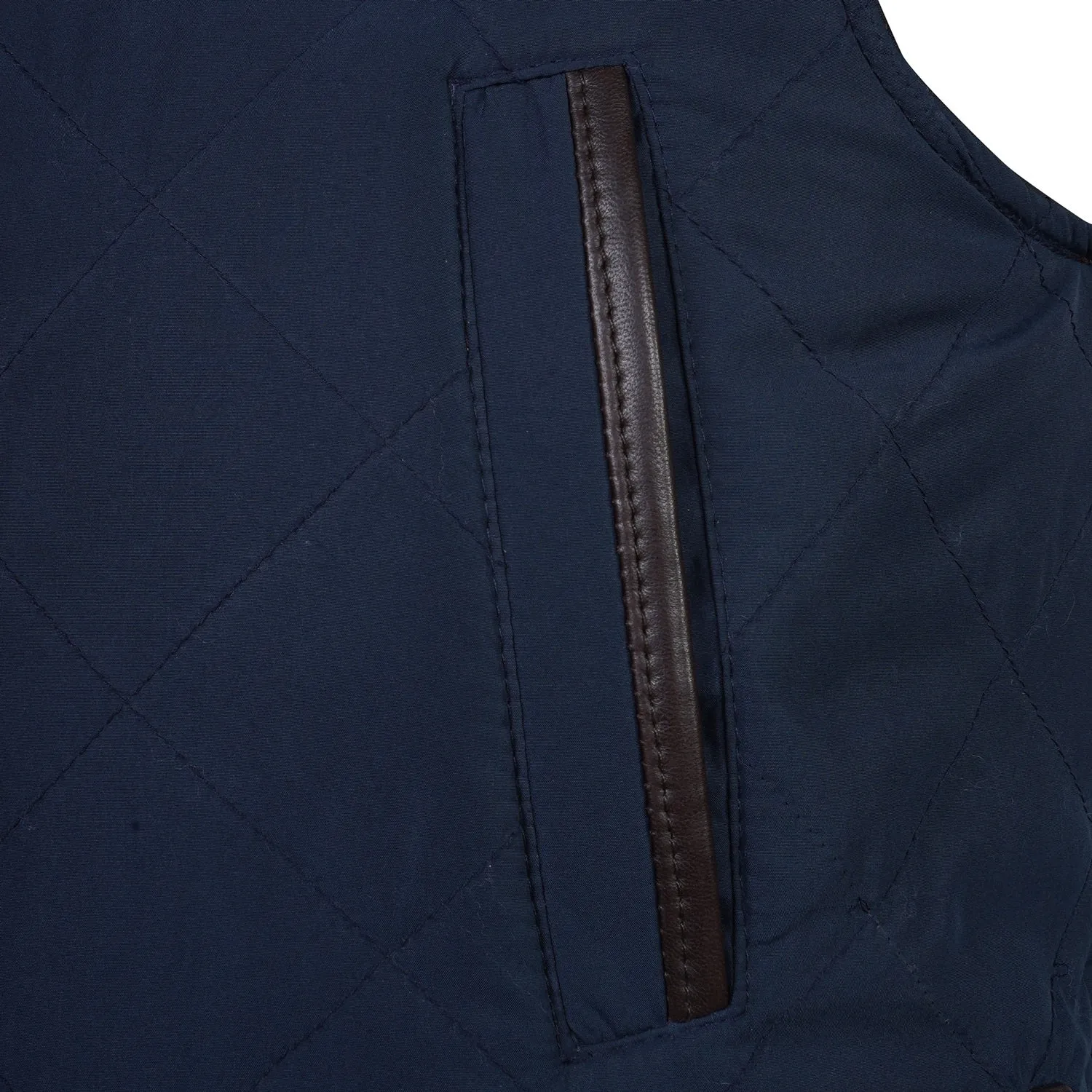 Contrasting Trims Block Blue Puffer Vests