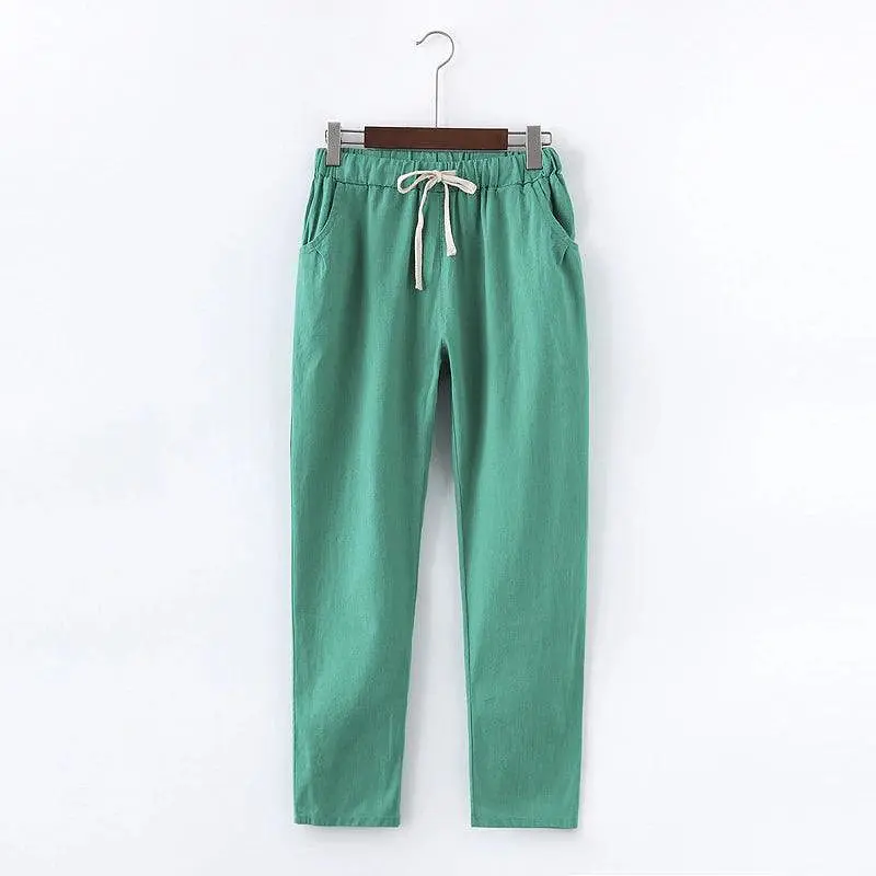 Cotton Linen Sweatpants Casual Harem Trousers