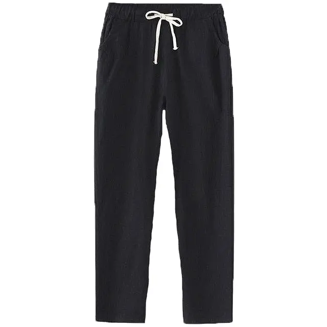 Cotton Linen Sweatpants Casual Harem Trousers