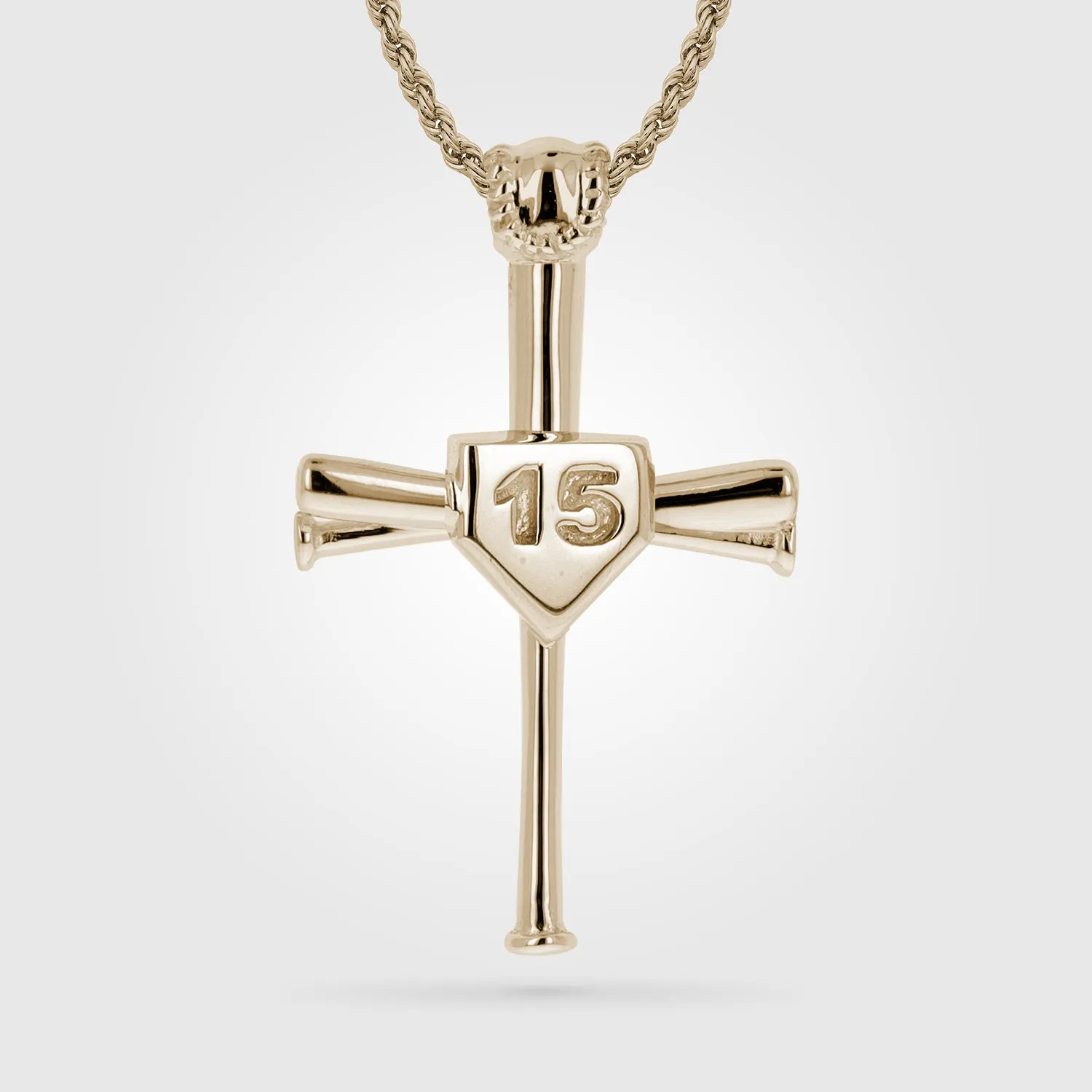 Custom Number 2.0 Baseball Bat Cross Necklace | Gold