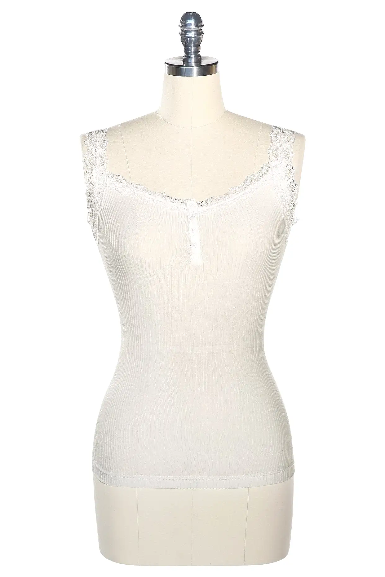 D'Amour Lace Trim Singlet (Off White)