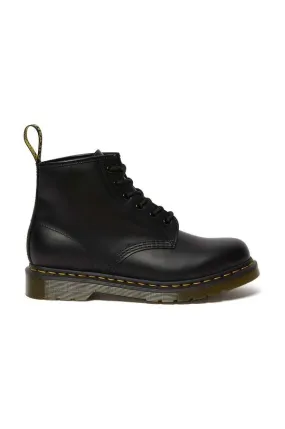 Dr. Martens leather biker boots 101 Yellow Stitch women's black color