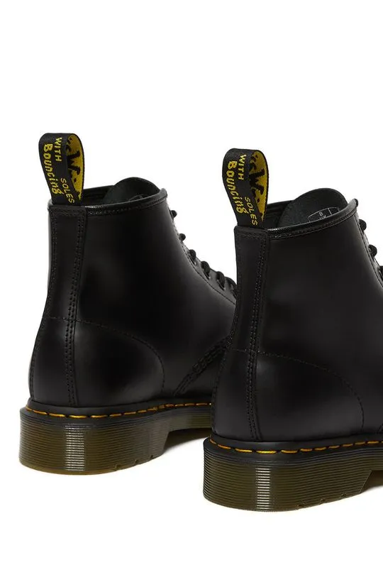 Dr. Martens leather biker boots 101 Yellow Stitch women's black color