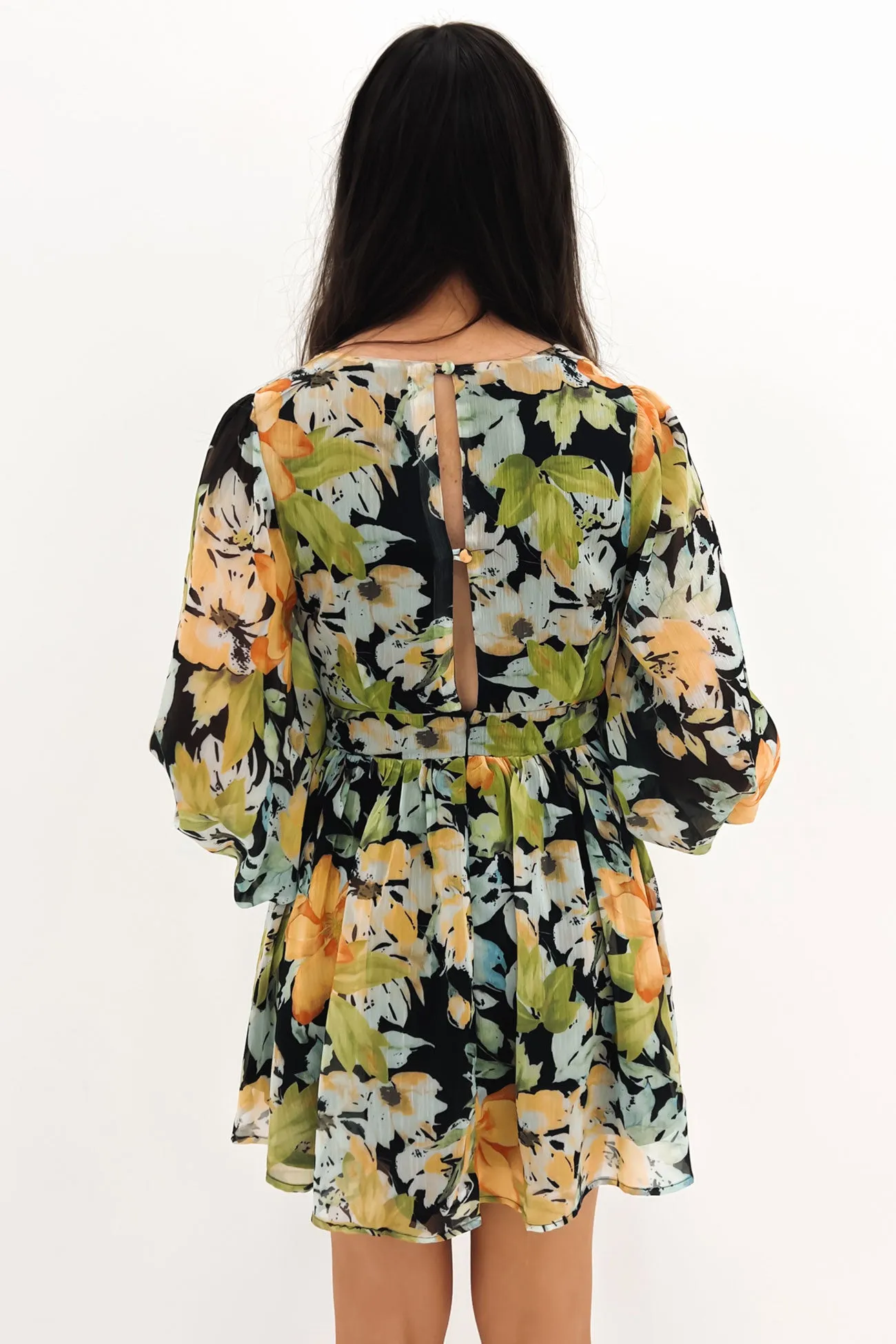 Ellis Mini Dress Black Floral