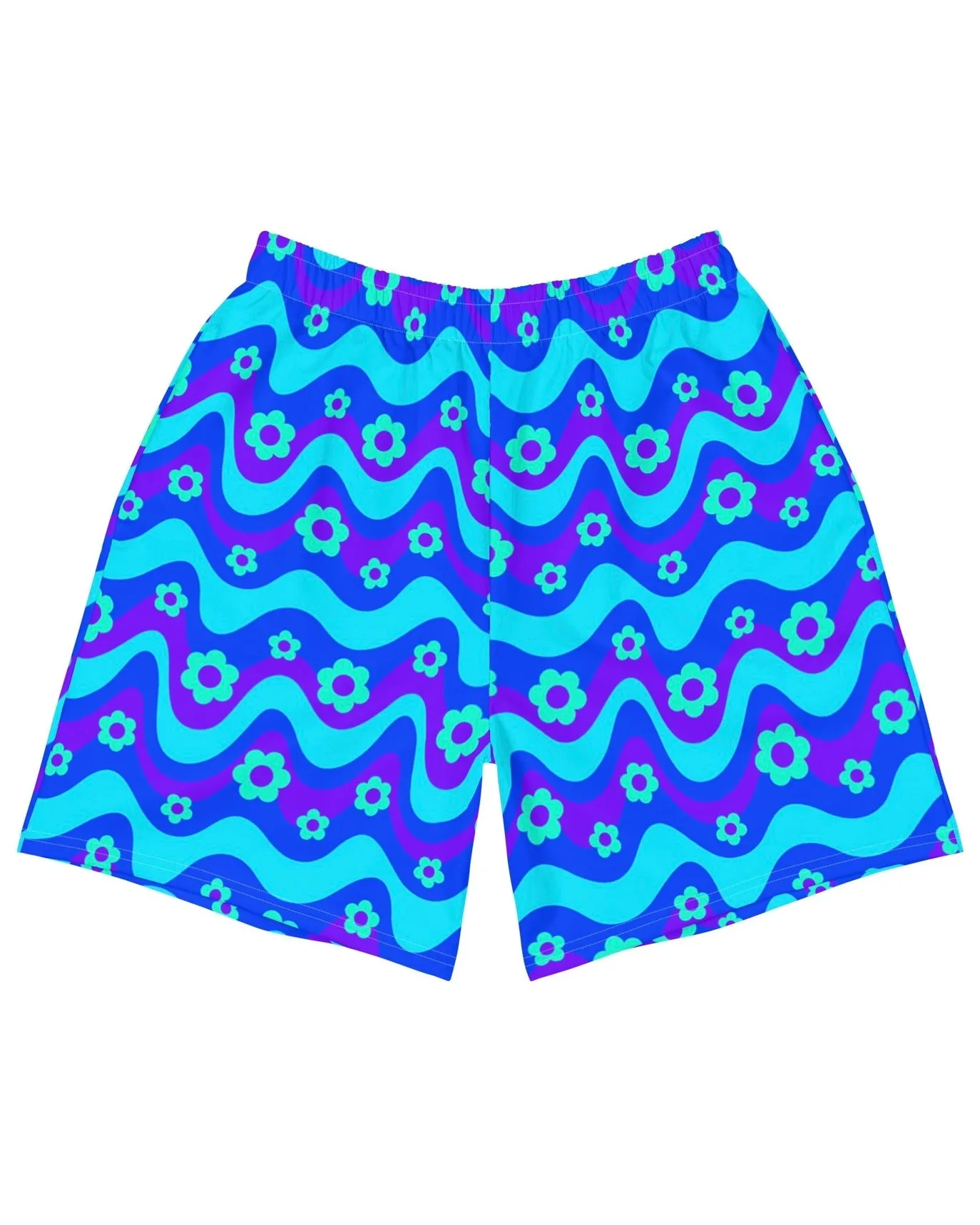 Flower Power Blue Athletic Shorts