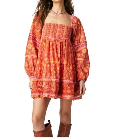 Free People Endless Afternoon Mini Dress In Chili Combo