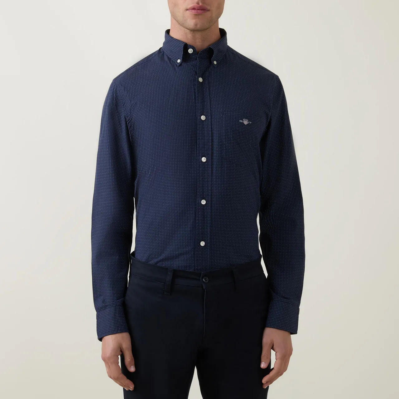 GANT Micro Regular-Fit Casual Shirt - Navy