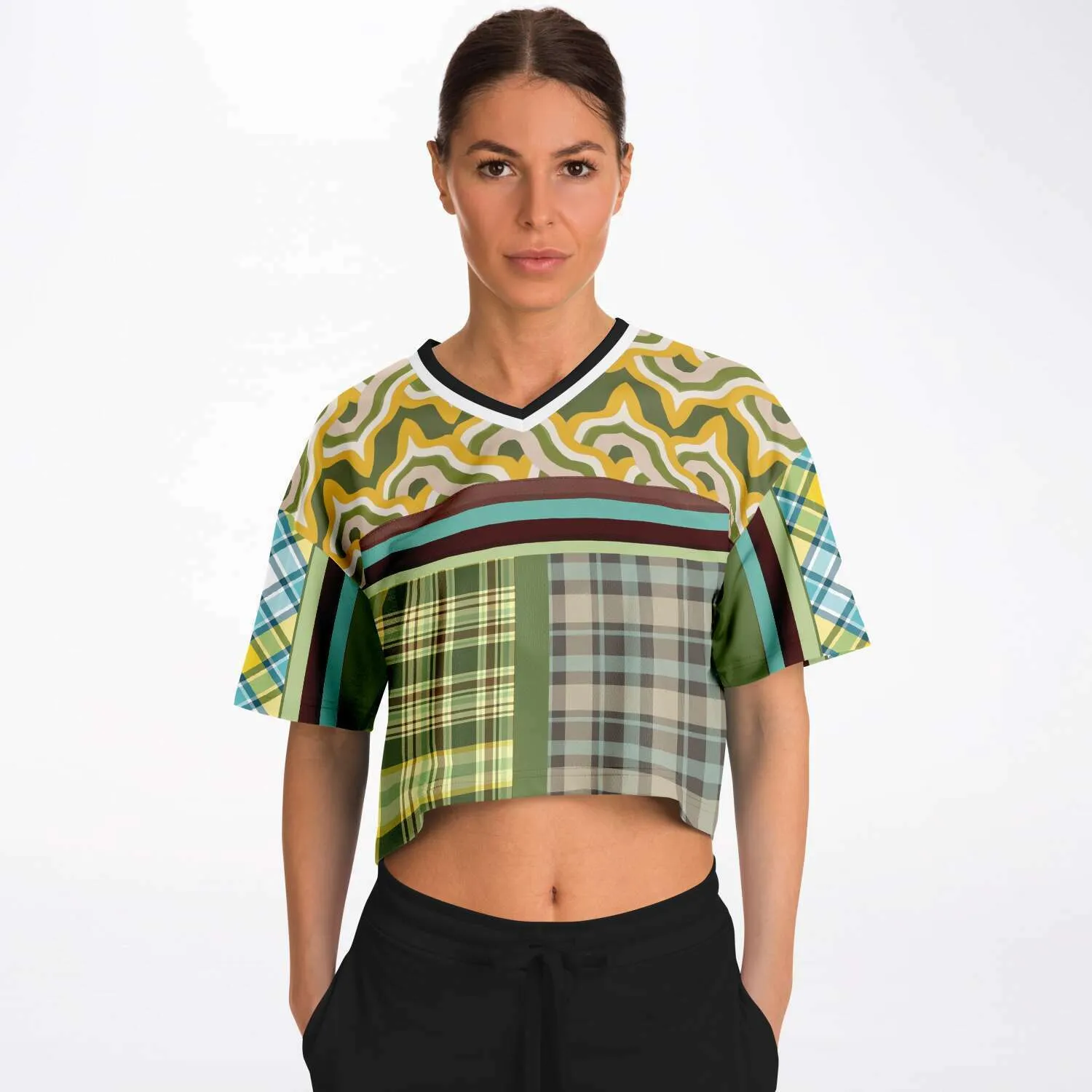 Green Caravan Plaid Crop Jersey