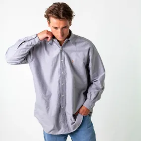 Grey 90s Polo Ralph Lauren Blake Longsleeve Casual Shirt (L)