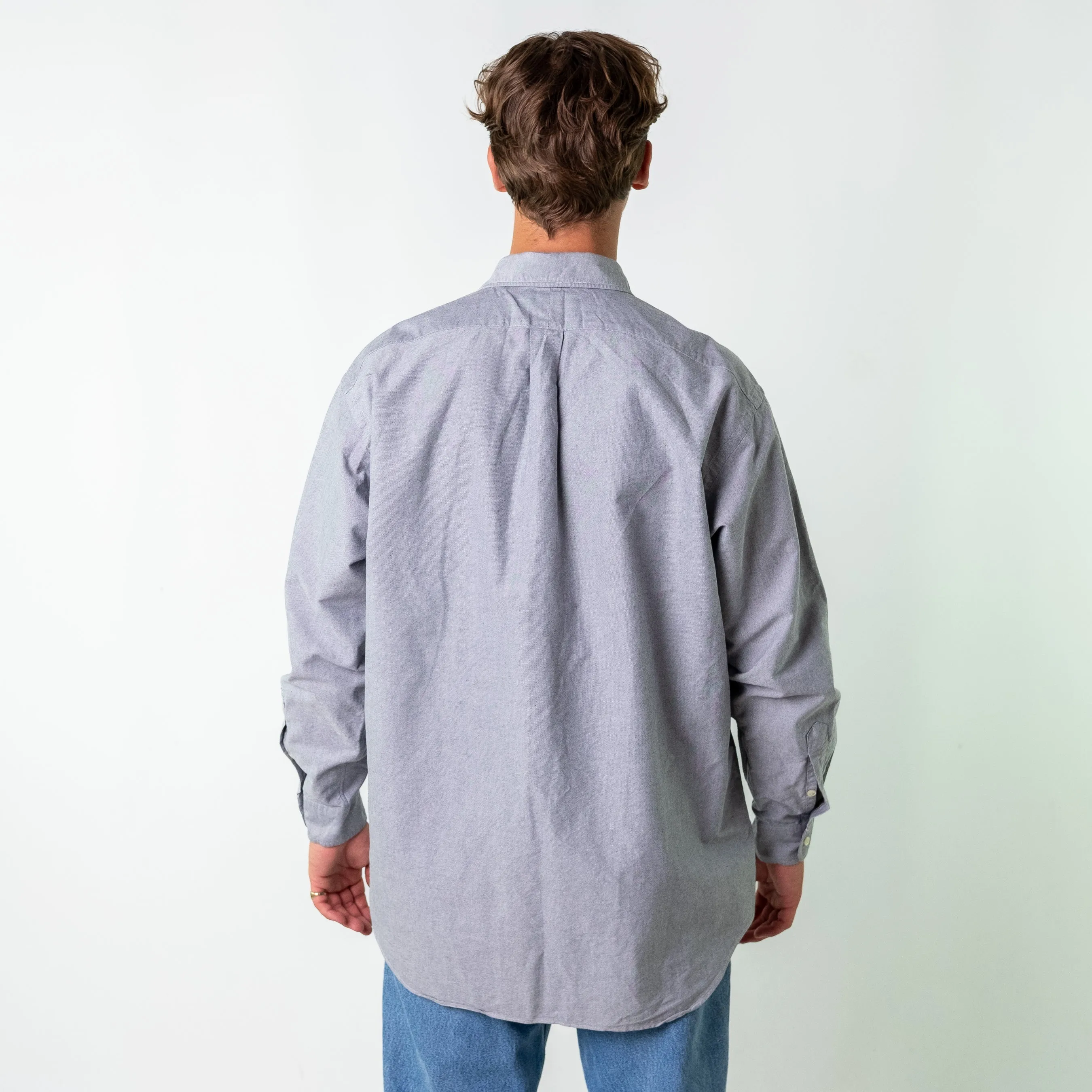 Grey 90s Polo Ralph Lauren Blake Longsleeve Casual Shirt (L)