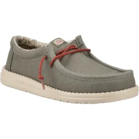 HEYDUDE Wally Waxed Canvas Shoes Olive