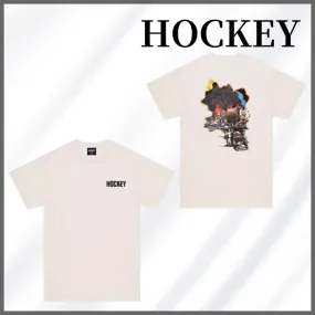 Hockey  |Crew Neck Unisex Plain Short Sleeves Logo Crew Neck T-Shirts