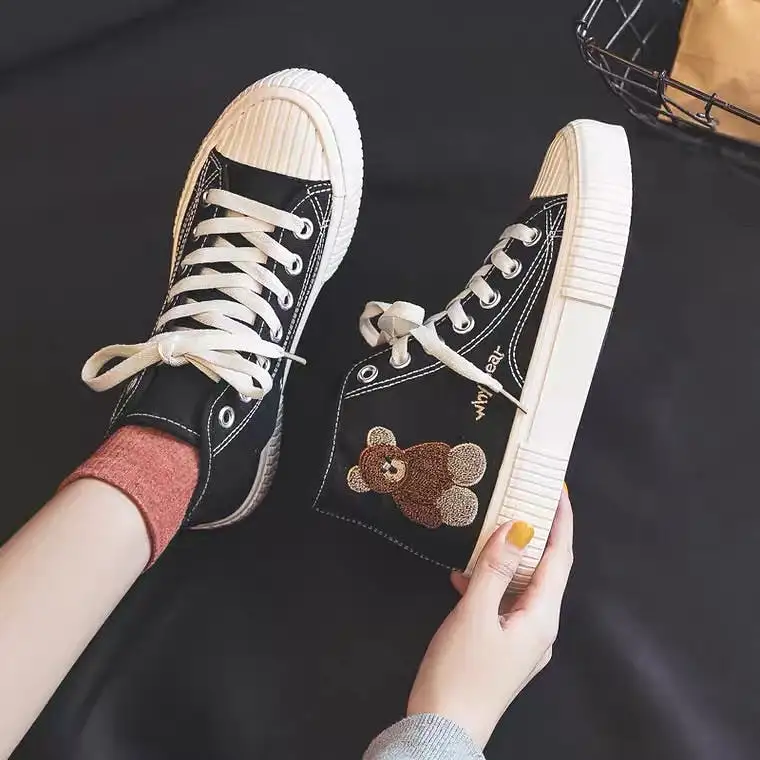 INS ULZZANG CUTE BEAR CANVAS SHOES BY92999