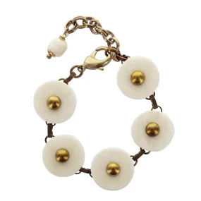 Jan Michaels White Bone Circles Bracelet