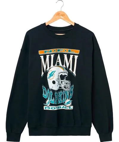 Junk Food Nfl Unisex Miami Dolphins Helmet Flea Market Crew Fleece Sweatshirt