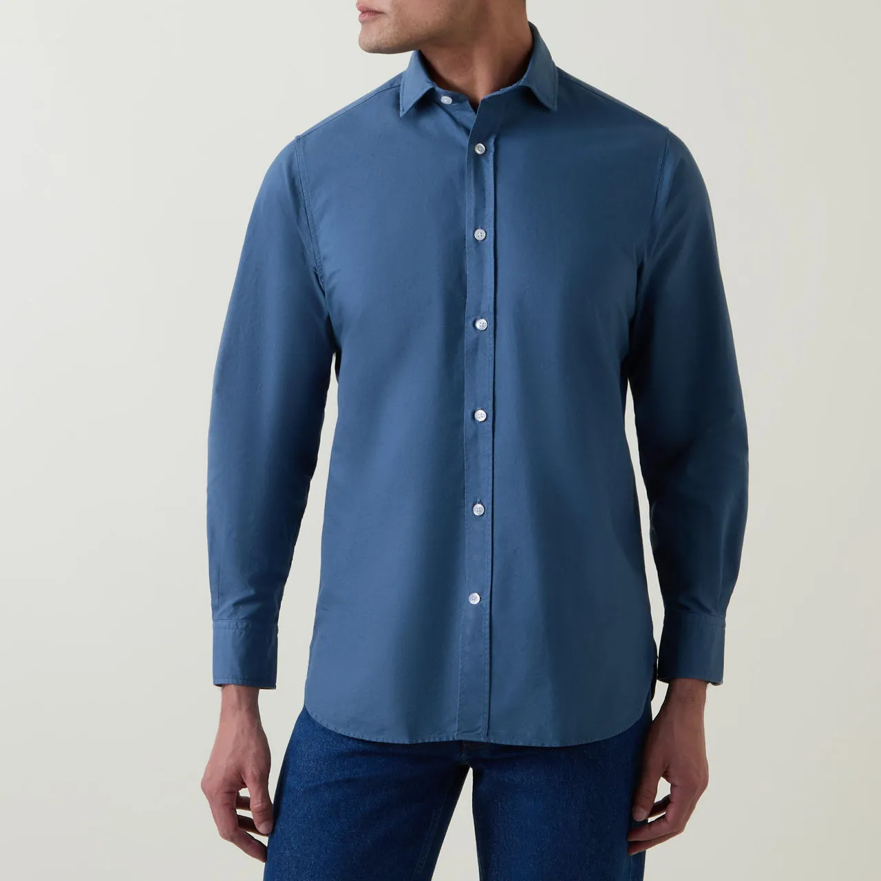 KEMPT Garment-Dyed Casual Shirt - Blue