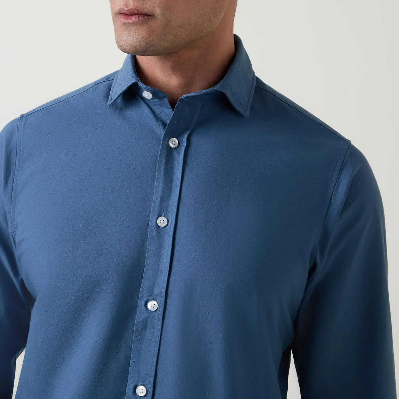 KEMPT Garment-Dyed Casual Shirt - Blue