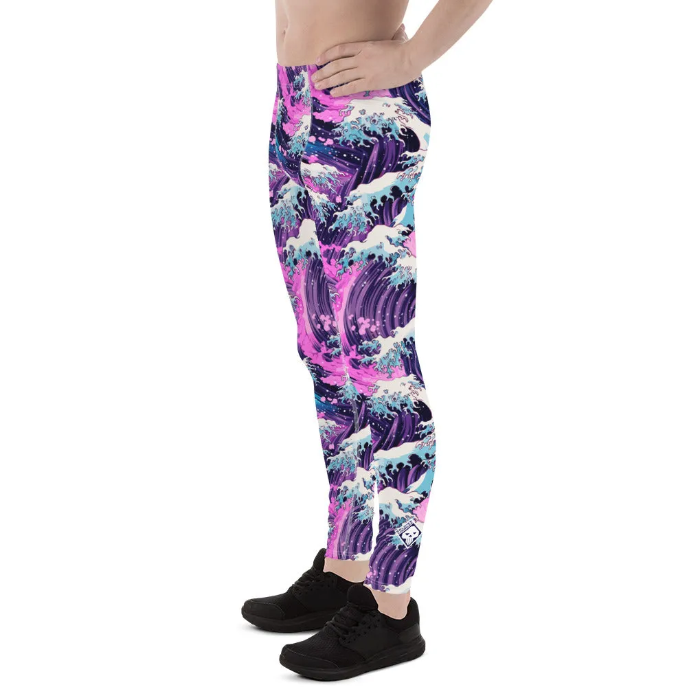 Men's Athletic Leggings - Purple Wave 003