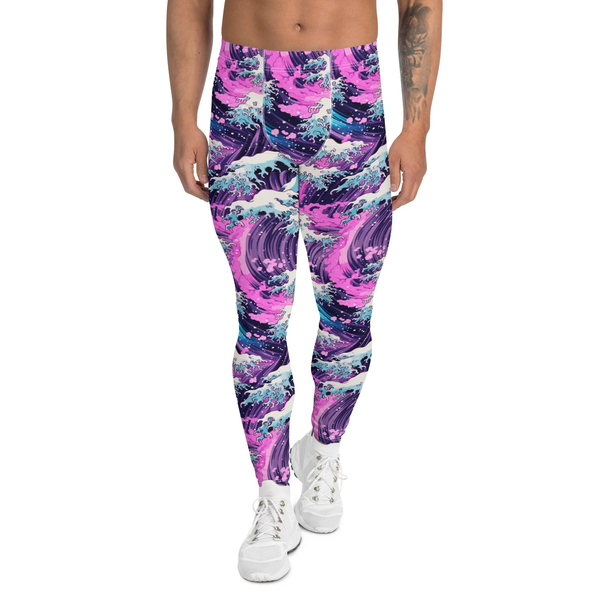 Men's Athletic Leggings - Purple Wave 003