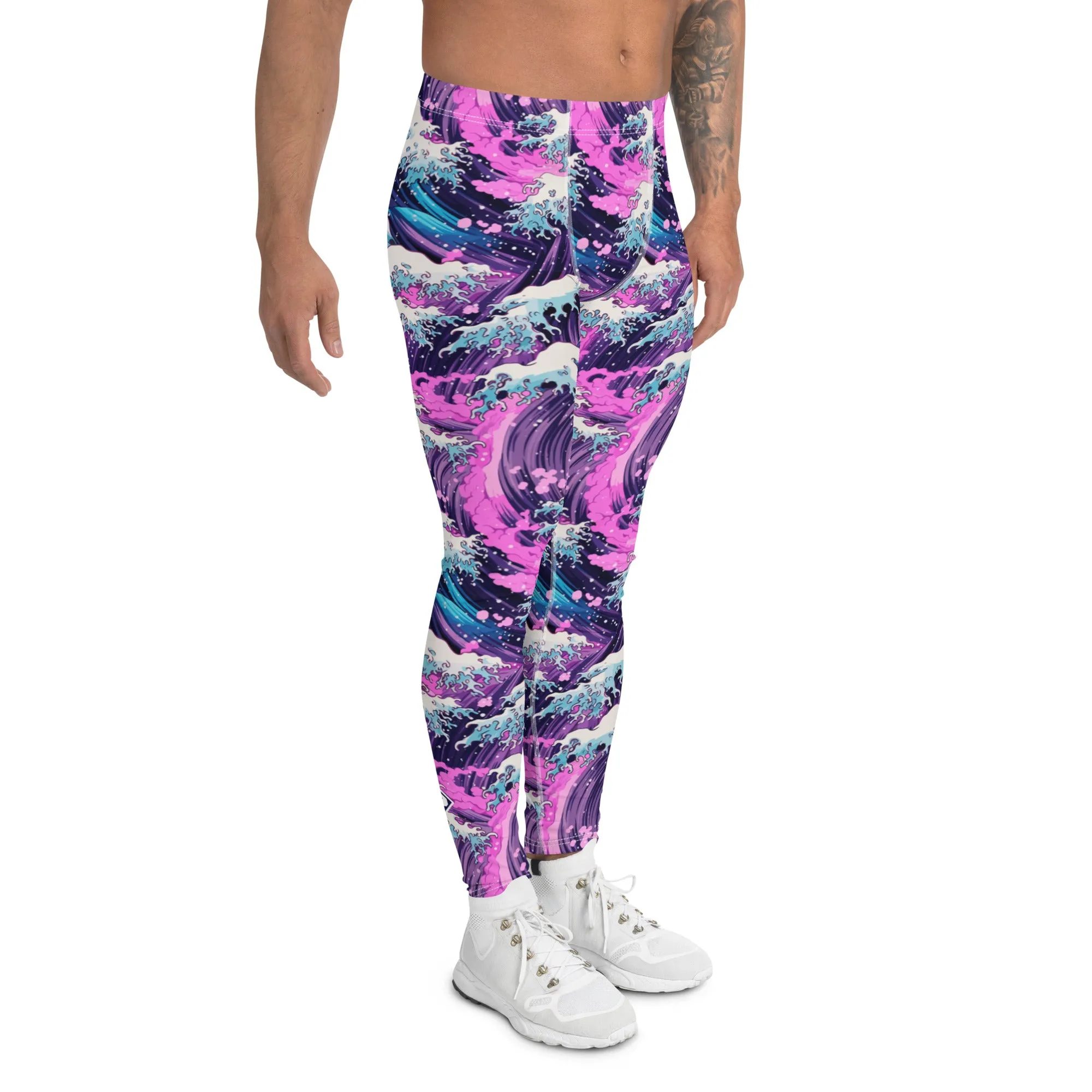 Men's Athletic Leggings - Purple Wave 003