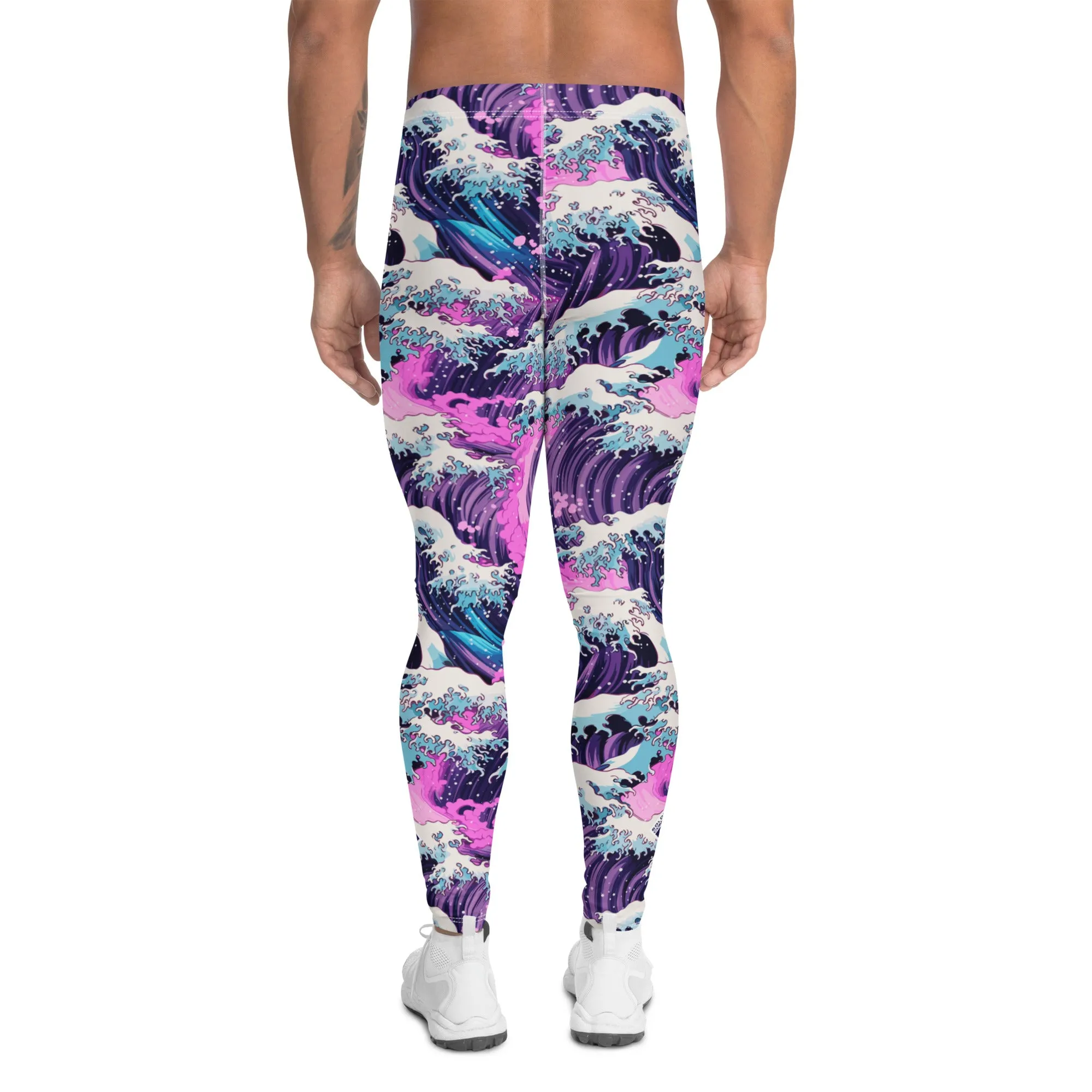 Men's Athletic Leggings - Purple Wave 003