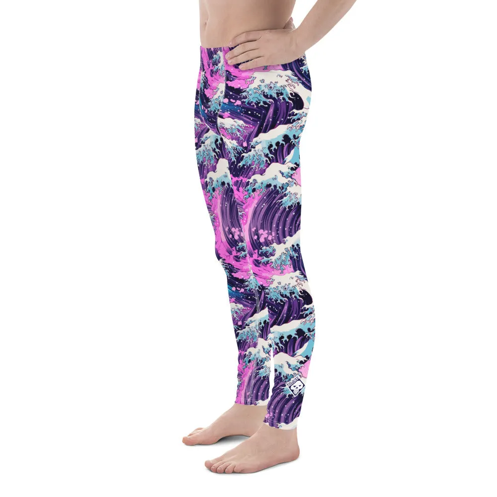 Men's Athletic Leggings - Purple Wave 003