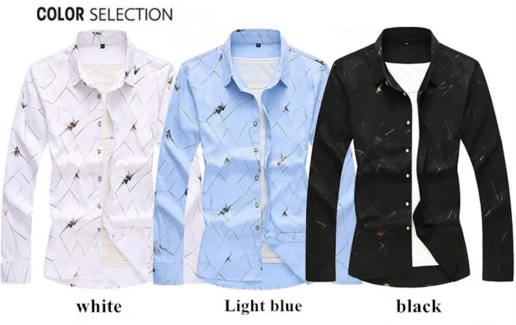 Men's Cotton Single Breasted Printed Pattern Long Sleeve Casual Shirt