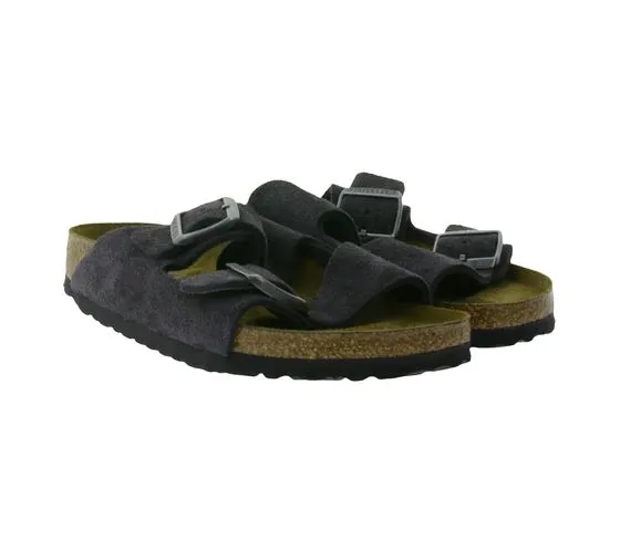 Mules de mujer BIRKENSTOCK Arizona BS fabricados en Alemania ancho estrecho 0552323 gris terciopelo