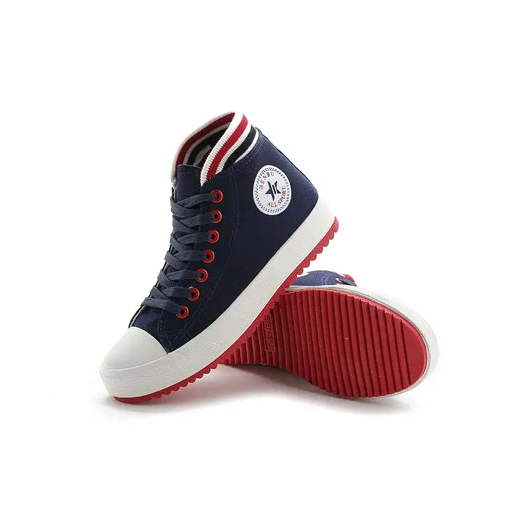 New Korean Style Color Striped High Top Canvas Shoes