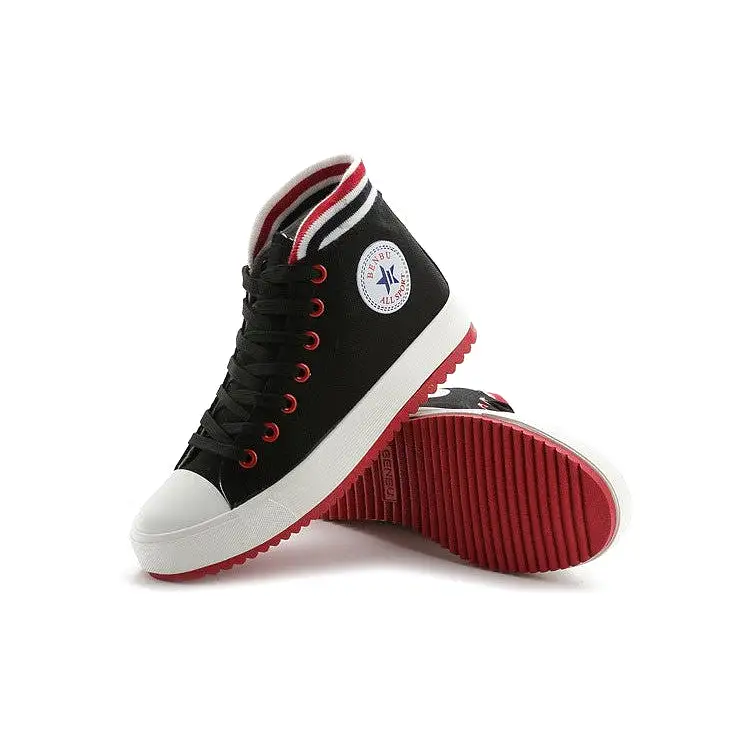 New Korean Style Color Striped High Top Canvas Shoes