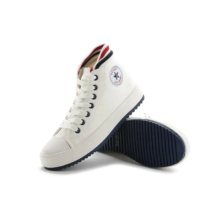 New Korean Style Color Striped High Top Canvas Shoes