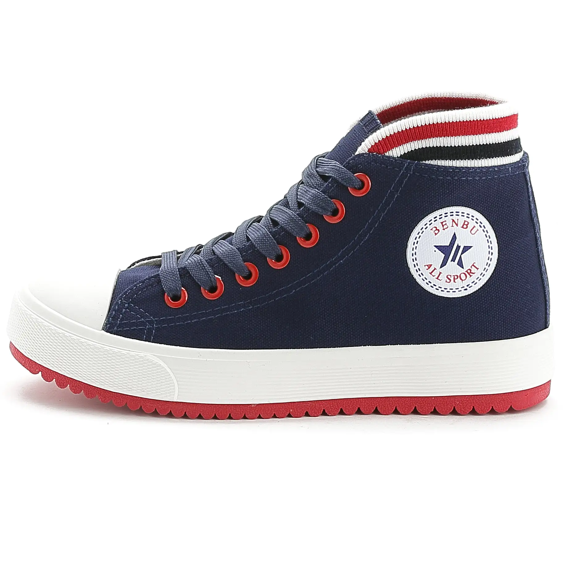 New Korean Style Color Striped High Top Canvas Shoes