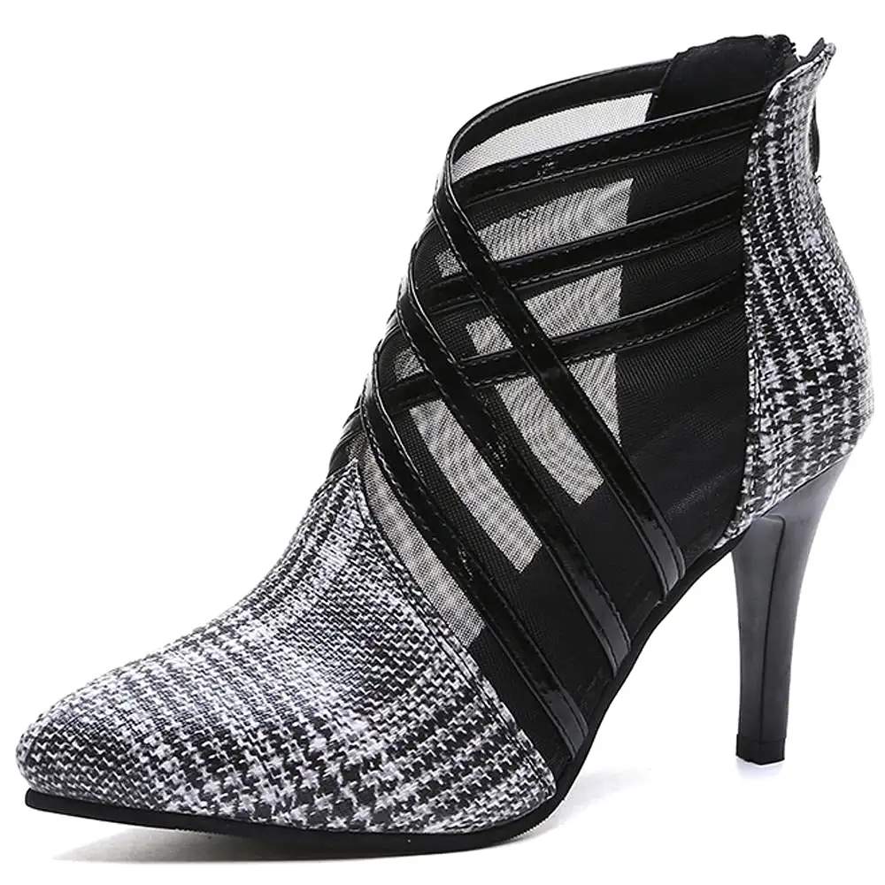 New Summer Women's shoes Fashion Gingham PU leather Fashion boots