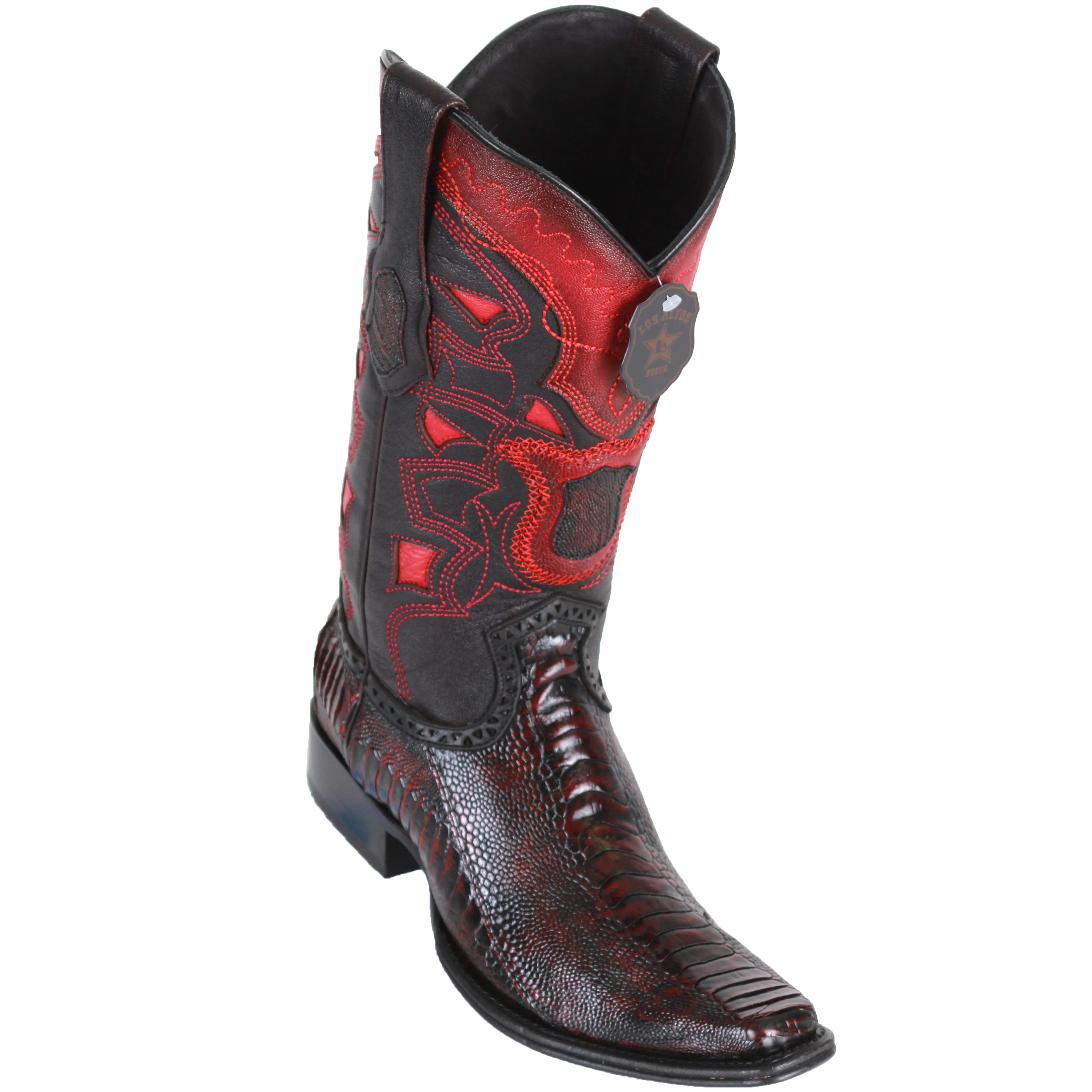 Ostrich Leg Black Cherry European Western Boots