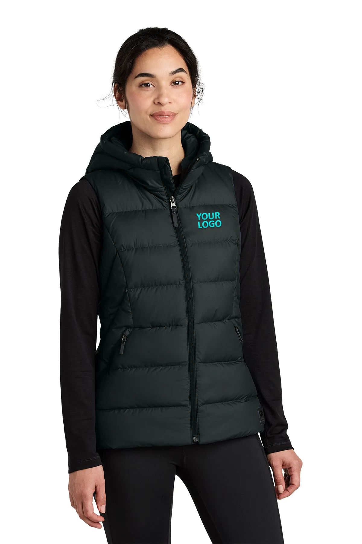 Outdoor Research Womens Coldsnap Hooded Down Custom Vests, Black